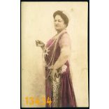 Elite műterem, Kaposvár, kézzel színezett fotó, elegáns hölgy gyöngysorral, ékszer, Cegléd, 1929, 1920-as évek, eredeti fotó, papírkép.   