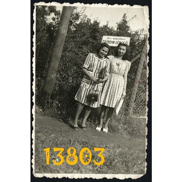 Eredeti fotó, papírkép. barátnők, Budapest  XII. kerület, Németvölgy, Zólyom lépcső, városkép, 1940-es évek, 