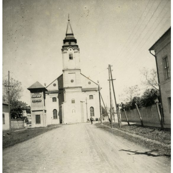 Szarvas, evangélikus templom, 1940-es évek, Horthy-korszak, Békés megye, helytörténet, Eredeti fotó, papírkép. 