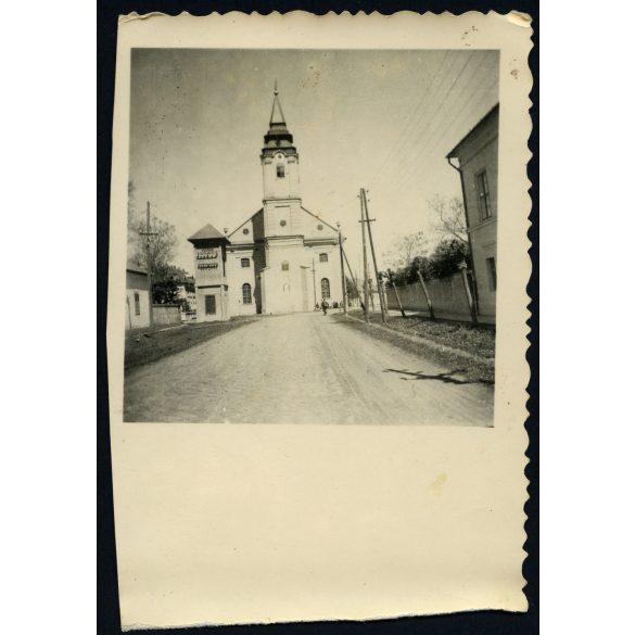 Szarvas, evangélikus templom, 1940-es évek, Horthy-korszak, Békés megye, helytörténet, Eredeti fotó, papírkép. 