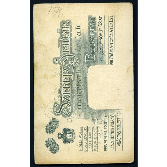 Eredeti fotó, CDV, vizitkártya. lány virággal, elsőáldozó, imakönyv, ünnep, vallás, Székely Aladár műterme 1900-as évek, Budapest