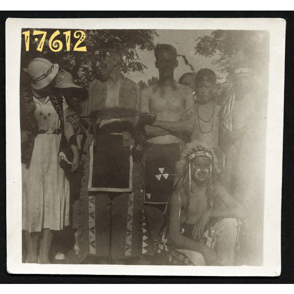 Gödöllő, Cserkész Világdzsembori (Jamboree), amerikaiak indián jelmezben,  1933. augusztus 4., 1930-as évek, Eredeti fotó, papírkép.  