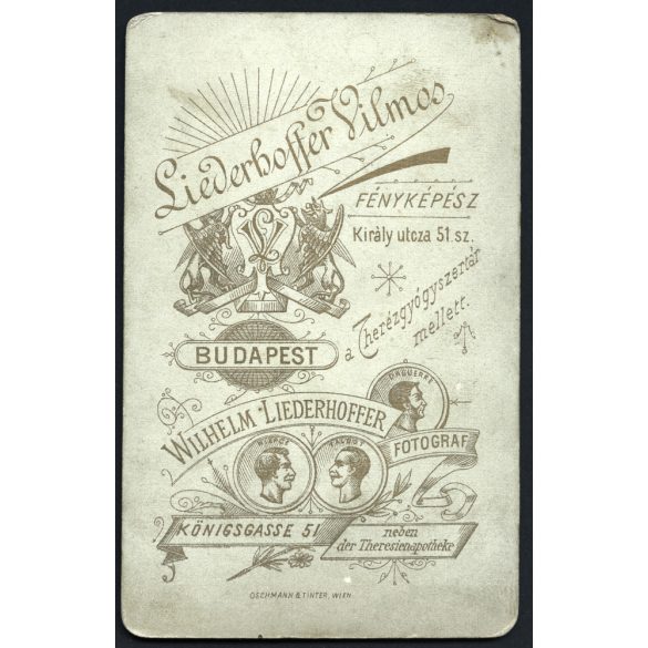 Liederhoffer műterem, fiú szivarral, portré, Budapest, 1890-es évek, Eredeti fotó, CDV, vizitkártya.   