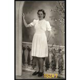 Csatáry műterem, Temesvár, Timisoara, csinos lány portréja, 1942, 1940-es évek, Eredeti fotó, papírkép. 