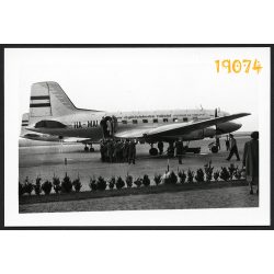  Repülőgép, MALÉV, Il-14, Ferihegy, Budapest, jármű, közlekedés 1950-es évek, Eredeti papírkép.  