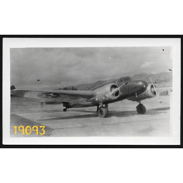 Lockheed R-20-1 repülőgép, magyar bélyegzéssel a hátoldalon, 1930-as évek, Eredeti fotó, papírkép.   