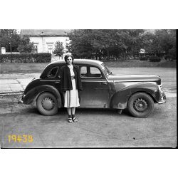   Skoda Tudor személygépkocsi, autó, jármű, közlekedés, 1950-es évek, Eredeti fotó negatív.