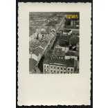 Szeged, városkép a Dóm tornyából, Korda Rt, közlekedés, 1943, 1940-es évek, Eredeti fotó, papírkép. 