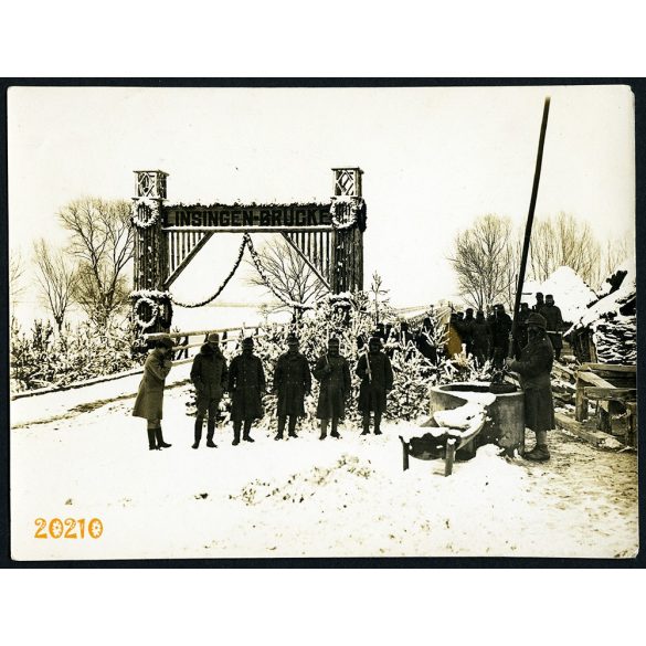 Linsingen-Brücke, Ukrajna, 1. világháború, Magyar katonák Kowel környékén, 1910-es évek, Eredeti fotó, papírkép. 