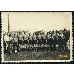   Zuglói SE focipálya, Öv utca, foci, sport, Budapest, nevek a hátoldalon, 1938, 1930-as évek, Eredeti fotó, papírkép.  