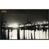 Esti fények, Duna, Szabadság híd, tükröződés, Budapest, 1930-as évek, Eredeti fotó, papírkép.  
