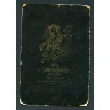 Egey műterem, Debrecen (?), elegáns hölgy könyöklőn, portré, 1880-as évek, Eredeti kabinet fotó.  