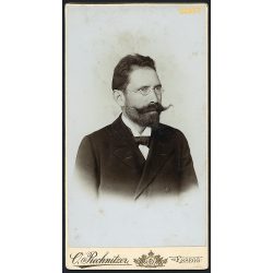   Rechnitzer Ottokar műterme, Eszék (Essegg), Vajdaság, Délvidék, elegáns úr hatalmas bajusszal, szemüveg, portré, 1880-as évek, Eredeti nagyobb méretű kabinet fotó.   