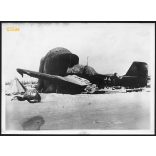 'Melegítik a zubó motorját', Junkers 87 német repülőgép valahol a Szovjetúnióban,  2. világháború, 1940-es évek, Eredeti, nagyobb méretű fotó, papírkép.   