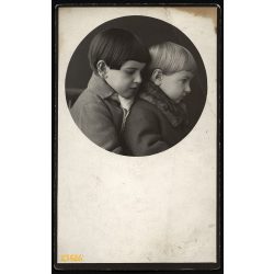   Vidovits műterem, Kunhegyes, testvérek, gyerekek, portré, 1930-as évek, Eredeti fotó, papírkép.  