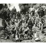 Kirándulók a Tarpataki-vízesésnél, Magas-Tátra, Felvidék, 1929, 1920-as évek, Eredeti fotó, papírkép.  