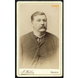 Hollós műterem, Zimony (Semlin), Vajdaság, Lisztl Antal portréja, bajusz, 1890-es évek, Eredeti CDV, vizitkártya fotó.   