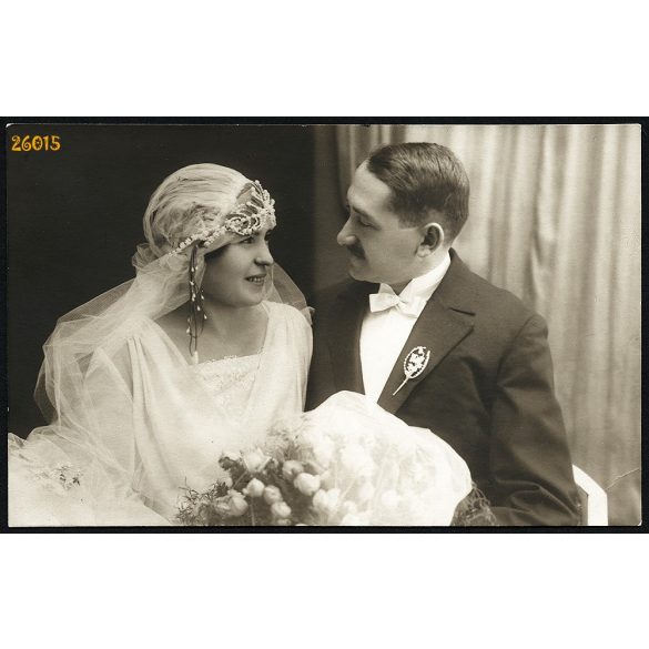 Javorsky műterem, Zenta, Vajdaság, Géza és Mariska esküvője, menyasszony, vőlegény, ünnep, 1927, 1920-as évek, Eredeti fotó, papírkép.  