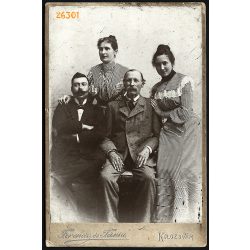  Ferencz és Társa műterem, Kolozsvár, Erdély, családi kép, portré, férfiak bajusszal, 1870-es évek, Eredeti kabinetfotó.   