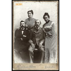   Ferencz és Társa műterem, Kolozsvár, Erdély, családi kép, portré, férfiak bajusszal, 1870-es évek, Eredeti kabinetfotó.   