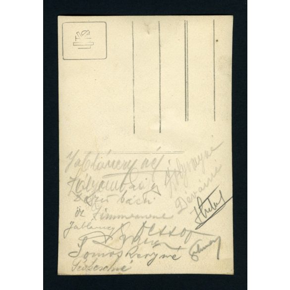 Úri társaság a 'Siófok hajó' fedélzetén, Siófok, Balaton, 1930-as évek, Eredeti fotó, hátoldalán aláírásokkal ellátott papírkép. 