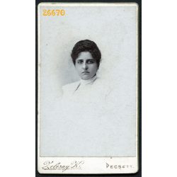   Zelesny Károly műterme, Pécs, elegáns hölgy gyönyörű portréja, 1880-as évek, Eredeti CDV, kisméretű vizitkártya fotó, 'mignon'.   