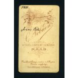 Pobuda műterem, Győr, Argay Béla portréja, elegáns fiú csokornyakkendőben, 1877, 1870-es évek, Eredeti CDV, vizitkártya fotó.