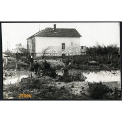   Zsigmondháza (Arad), Erdély, 1932 évi árvíz, város, utcakép, Eredeti fotó, papírkép.   