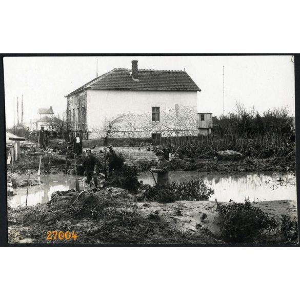 Zsigmondháza (Arad), Erdély, 1932 évi árvíz, város, utcakép, Eredeti fotó, papírkép.   