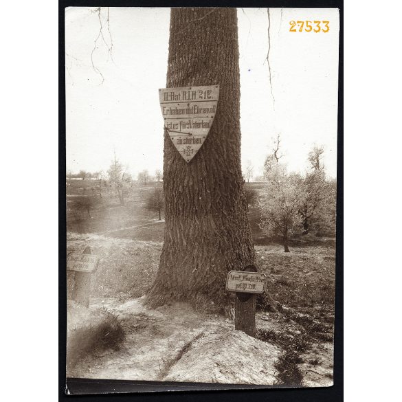 Német (?) katonai temető, katonasírok, feliratok,  1. világháború, 1910-es évek, Eredeti fotó, papírkép.   