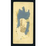 Aichinger műterem, Magyaróvár, fiatal hölgy a kiskapuban, portré, különös díszlet, 1890-es évek, Eredeti kabinetfotó.   