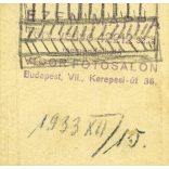 Vidor Fotószalon, kislány virágokkal,  'Hiszek Magyarország Feltámadásában', irredenta, 1933, 1930-as évek, Eredeti kasírozott fotó, papírkép díszes sorszámozott dombornyomott mappában.   