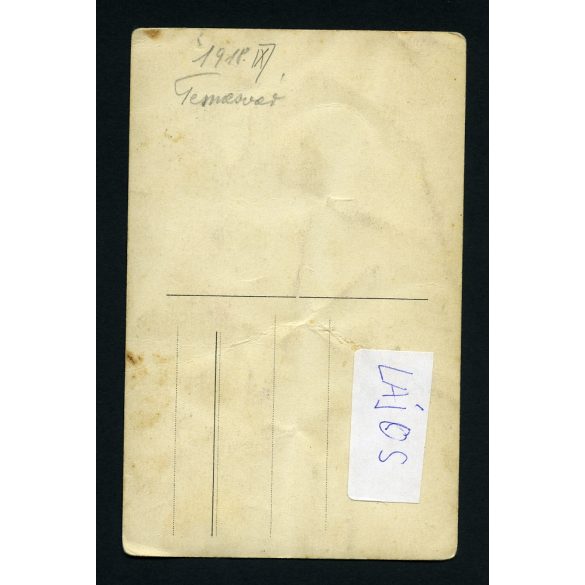 Temesvár, Erdély, Magyar katona egyenruhában, 1. világháború, 1918. szeptember, 1910-es évek, Eredeti fotó, papírkép törésnyomokkal.   