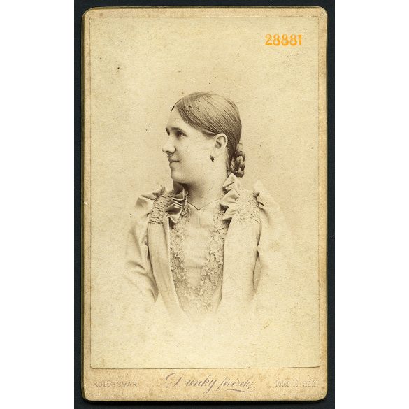 Dunky fivérek műterem, Kolozsvár, Erdély, elegáns hölgy portréja, 1889, 1890-es évek, Eredeti CDV, vizitkártya fotó.  