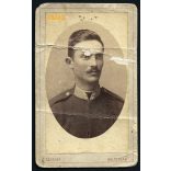 Császár műterem, Kolozsvár, Erdély, magyar katona egyenruhában, Gólya Géza portréja, bajusz, 1880-as évek, Eredeti CDV, vizitkártya fotó, keresztben két helyen törött, hiányos. 