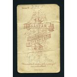 Császár műterem, Kolozsvár, Erdély, magyar katona egyenruhában, Gólya Géza portréja, bajusz, 1880-as évek, Eredeti CDV, vizitkártya fotó, keresztben két helyen törött, hiányos. 