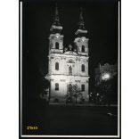 Nagyobb méret, Budapest éjszaka, Szt. Anna templom, Batthyány tér, 1930-as évek, Eredeti fotó, papírkép.  