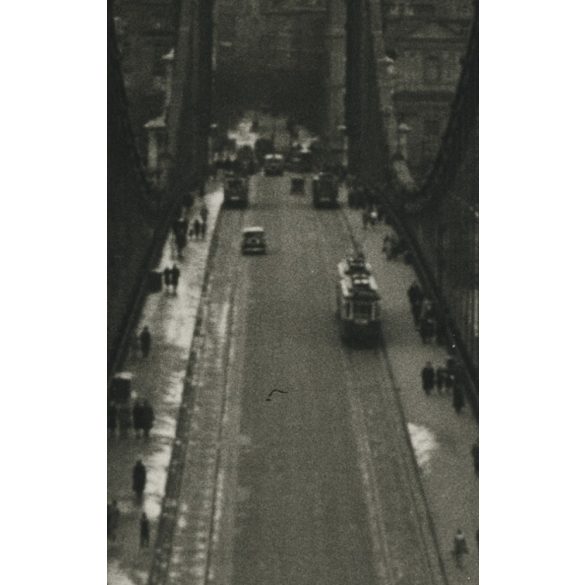 Nagyobb méret, Budapest, Erzsébet híd, villamos, Duna, jármű, közlekedés, 1930-as évek, Eredeti fotó, papírkép.  