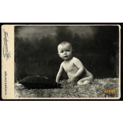   Friedmann műterem, Gölnicbánya, Felvidék, gyerek párnával, portré, 1880-as évek, Eredeti CDV, vizitkártya fotó.  