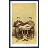 Bülch műterem, Pest, barátok magyaros ruhában, szivar, csizma, óralánc, portré, 1860-as évek, Eredeti CDV, vizitkártya.  