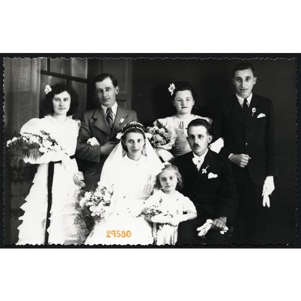 Hős Imre fényképész, Szabadszállás, esküvő, menyasszony, vőlegény, ünnep, 1940. május, 1940-es évek, Eredeti fotó, papírkép. 