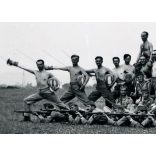 Magyar katonák gyakorlatoznak, egyenruha, Mannlicher puska, fegyver,  2. világháború, 1940-es évek, Eredeti fotó, papírkép.   