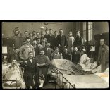 Katonakórház, sebesült magyar katonák kórházban, ápolónő, egyenruha, 1. világháború, 1910-es évek, Eredeti fotó, papírkép.   