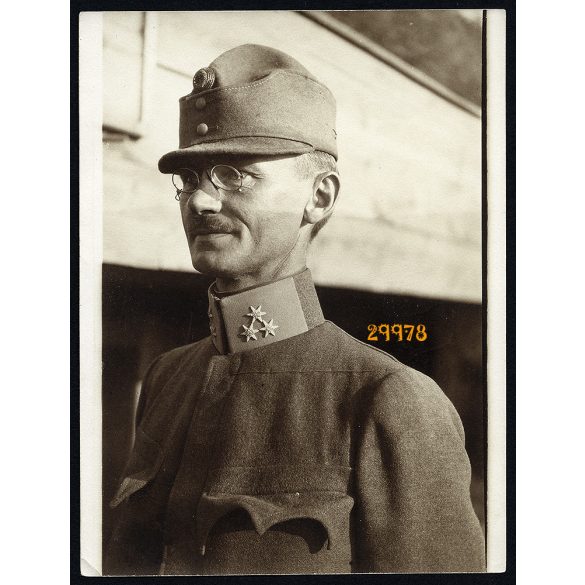 Magyar katona cvikkerrel, egyenruha, 1. világháború, 1910-es évek, Eredeti fotó, papírkép.   