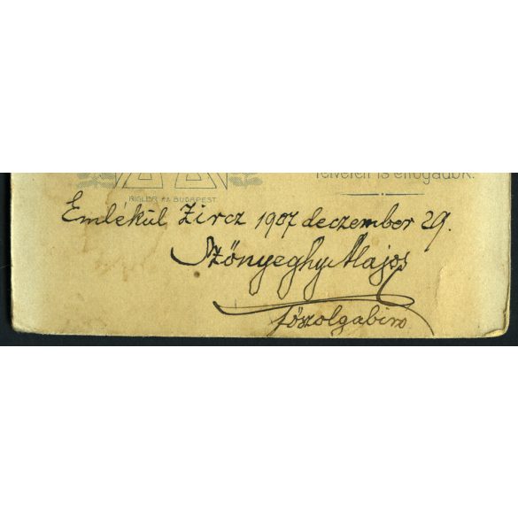 Becske műterem, Veszprém, Szőnyeghi Alajos zirci főszolgabíró, elegáns bajuszos úr portréja, 1907., 1900-as évek, Eredeti szignózott kabinetfotó.  