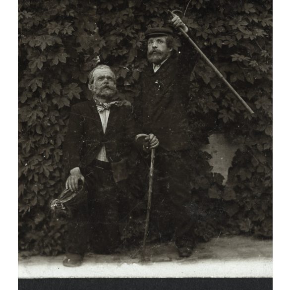 Magyar Munkások Nyugdíj Egylete, szakállas férfiak bottal, Debrecen, 1910-es évek, Eredeti fotó, papírkép.  