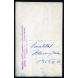 Pastéka Lajos műterme, Kispest, Budapest, Hlaszny Béla zenész, zeneszerző dedikált portréja, tangóharmonika, művész, ismert, 1959, 1950-es évek, Eredeti kézzel színezett, szignózott fotó, papírkép tör