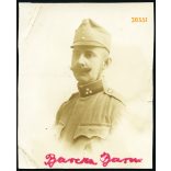 Magyar katona, Barcza Barna a debreceni cs. és kir. 39. gyalogezred őrmestere, egyenruha, bajusz, 1. világháború, Debrecen, 1916, 1910-es évek, Eredeti szignózott fotó, papírkép.  