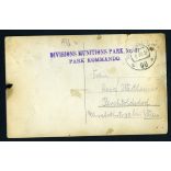 Katona egyenruhában, cigarettával,  'Divisions Munitions Park Nr. 31 Park Kommando', 1. világháború, 1910-es évek, Eredeti fotó, papírkép, hátoldalán katonai pecsét a jelzett felirattal.  