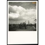 Vasútállomás Méra, Felsőméra, munkások, vasút, közlekedés, 1930-as évek. Eredeti fotó, papírkép.  